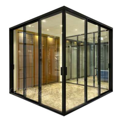 Security modern design insulated glass three panel sliding glass door