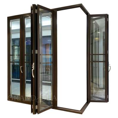 Luxury folding double security soundproof aluminum glass doors